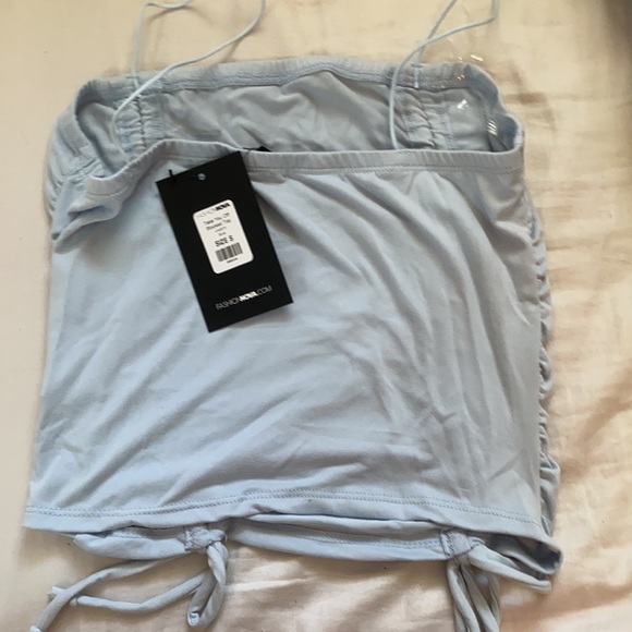 FashionNova Sky Blue Blocked Top - Picture 2 of 2